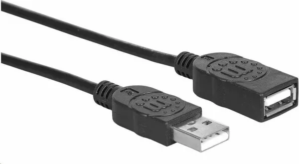 Manhattan USB kábel, USB 2.0, samec - samica, 480 Mb/s, 1 m, čierna
