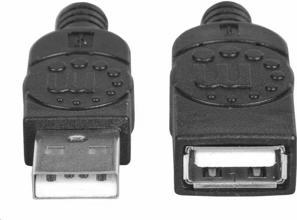 Manhattan USB kábel, USB 2.0, samec - samica, 480 Mb/s, 1 m, čierna