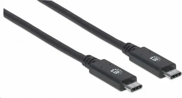 Kábel Manhattan USB-C, USB 3.1 Gen 2, USB-C samec na USB-C samec, 10 Gb/s, 5 A, 1 m, čierna