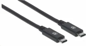 Kábel Manhattan USB-C, USB 3.1 Gen 2, USB-C samec na USB-C samec, 10 Gb/s, 5 A, 1 m, čierna
