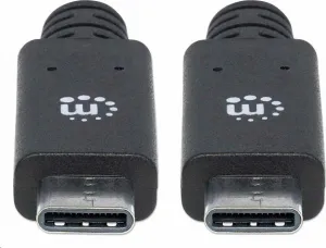 Kábel Manhattan USB-C, USB 3.1 Gen 2, USB-C samec na USB-C samec, 10 Gb/s, 5 A, 1 m, čierna