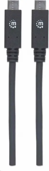 Kábel Manhattan USB-C, USB 3.1 Gen 2, USB-C samec na USB-C samec, 10 Gb/s, 5 A, 1 m, čierna