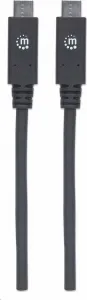 Kábel Manhattan USB-C, USB 3.1 Gen 2, USB-C samec na USB-C samec, 10 Gb/s, 5 A, 1 m, čierna