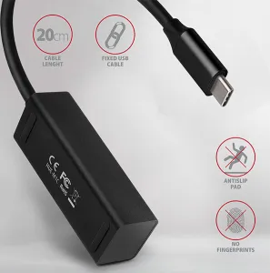 AXAGON HUE-M1C, 4x USB 3.mINI rozbočovač 2. generácie, kovový, kábel USB-C 20 cm