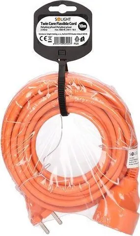 Solight 1z pohyblivý přívod - spojka, 10m, 2 x 1,5mm2, oranžová