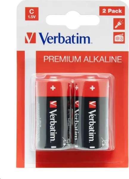 VERBATIM Alkalické baterie C,  2 PACK / LR14