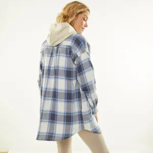 Kockovaná košeľová bunda z česaného flanelu