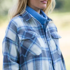 Kockovaná košeľová bunda z česaného flanelu