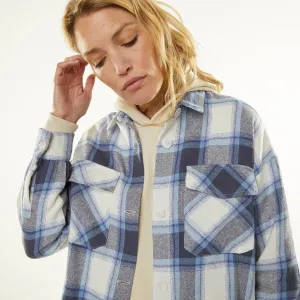 Kockovaná košeľová bunda z česaného flanelu
