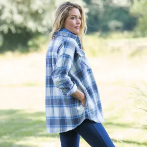 Kockovaná košeľová bunda z česaného flanelu