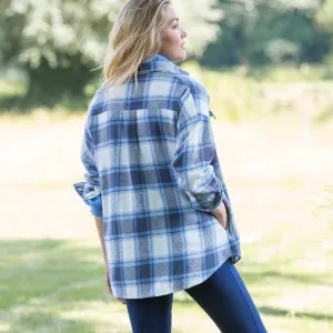 Kockovaná košeľová bunda z česaného flanelu