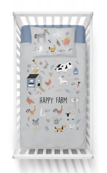 Obliečky do postieľky bambusové, Šťastná farma