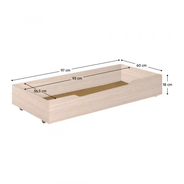 Úložný priestor pod posteľ 90x200, set 2 ks, dub bielený, MIX