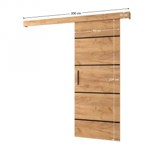Posuvné dvere, dub craft zlatý/dub craft zlatý/čierna, SALDOR 90 4