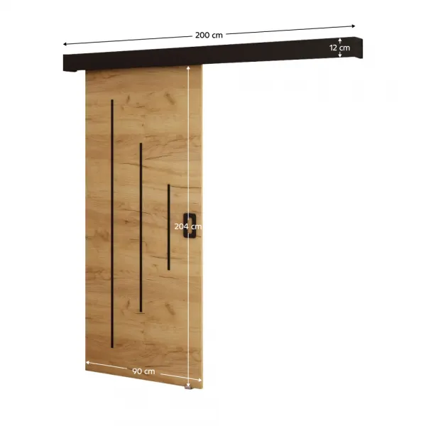 Posuvné dvere, dub craft zlatý/čierna/čierna, BERI 90 Y