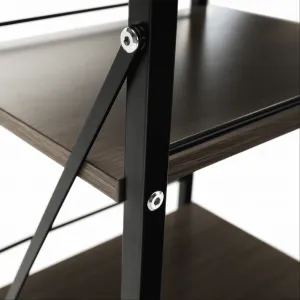 5-radový regál s 2 košíkmi, čierna/prírodná, RATTO