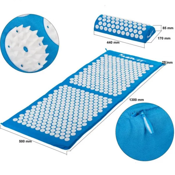 MOVIT 40903 Akupresúrna podložka s vankúšom 130 x 50 cm - svetlo modrá