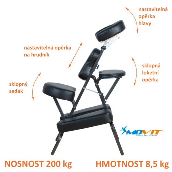 MOVIT 1326 Masážna stolička skladacia čierna 8,5 kg