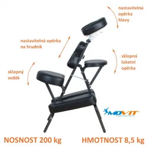 MOVIT 1326 Masážna stolička skladacia čierna 8,5 kg