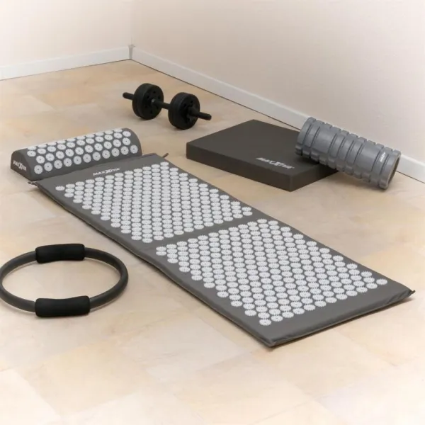 MAXXIVA 81655 Akupresúrna podložka s vankúšom, 130 x 50 cm, sivá