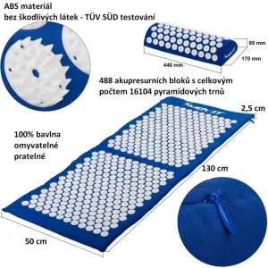Movit akupresúrna podložka s vankúšom 130 x 50 cm modrá