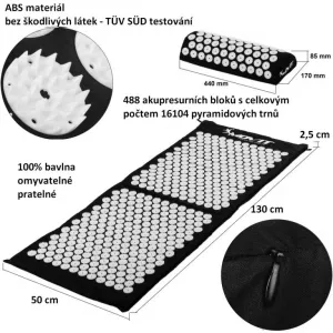 Movit akupresúrna podložka s vankúšom 130 x 50 cm čierna