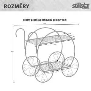 STILISTA stojan na rastliny, vozík, 66 x 60 x 28 cm, oceľ