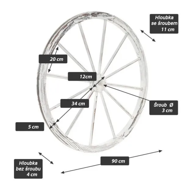 Garthen 86141 Dekoratívne drevené koleso, 90 cm