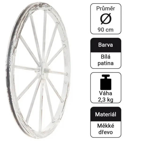 Garthen 86141 Dekoratívne drevené koleso, 90 cm