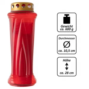 Nexos 85949 Smútočná sviečka, červená, 28 cm, 3 kusy