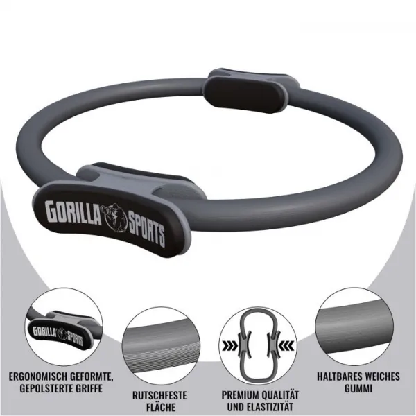 Gorilla Sports Kruh na pilates, 36 cm, sivý
