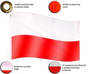 Vlajka Poľsko - 120 cm x 80 cm