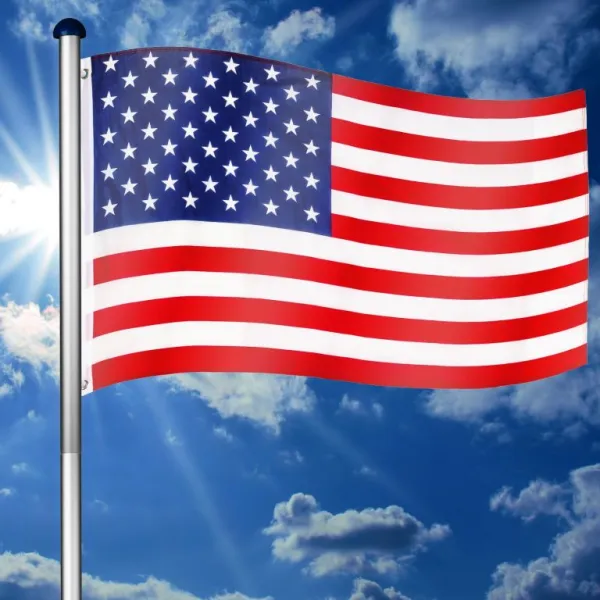 Vlajkový stožiar vrátane vlajky USA - 650 cm