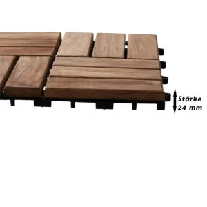 11 ks podlahových panelov z teakového dreva 1m²