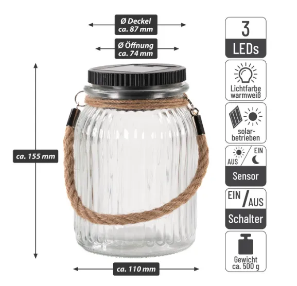 Solárne svetlo, 3 LED, plastové, teplá biela