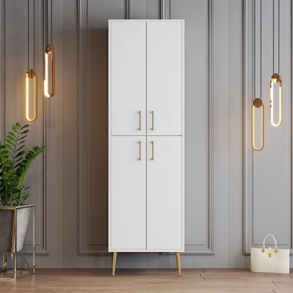 Skrinka na topánky / Botník Berlin A - White, Gold