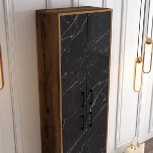 Skrinka na topánky / Botník Berlin A - Walnut, Black Marble