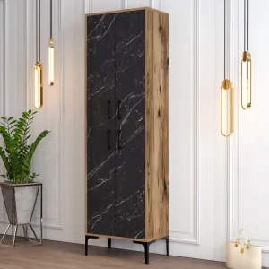 Skrinka na topánky / Botník Berlin A - Walnut, Black Marble