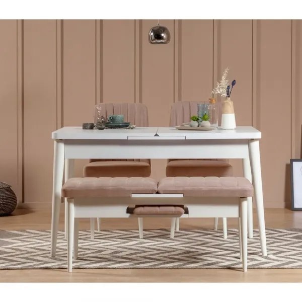 Lavica Vina Bench White, Stone