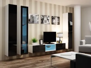 ArtCam Plná vitrína VIGO čierna s bielym leskom | výpredaj