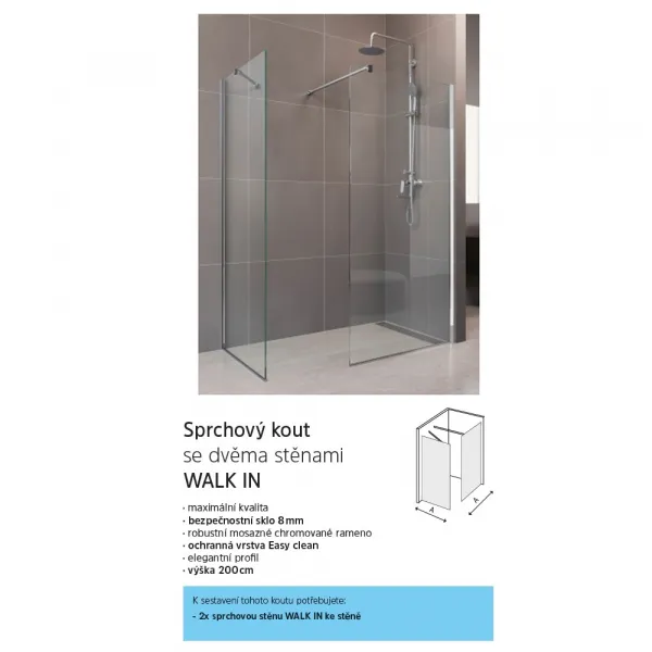Mereo Sprchová stena WALK IN, Novea, 90x200 cm, chróm ALU, sklo Číre CK10602H