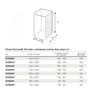 Mereo Sprchová stena WALK IN, Novea, 90x200 cm, chróm ALU, sklo Číre CK10602H