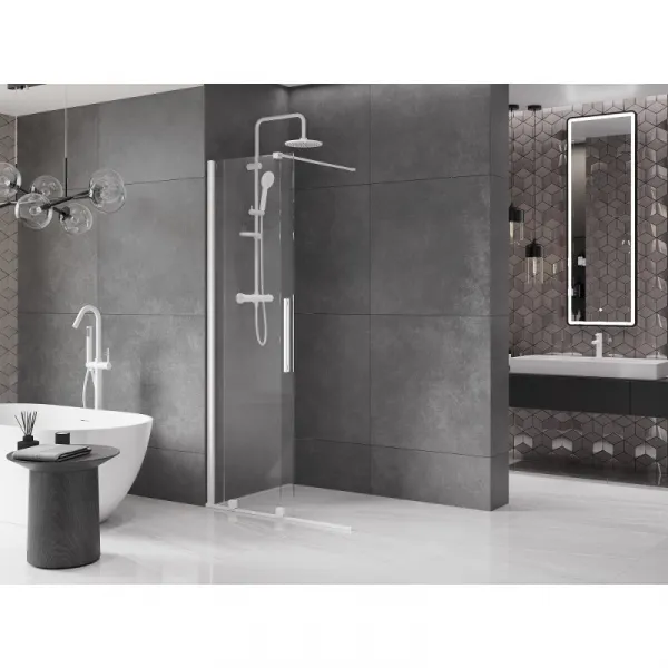 MEXEN/S - Velár posuvné sprchové dvere Walk-in 85, transparent, biela 871-085-000-03-20