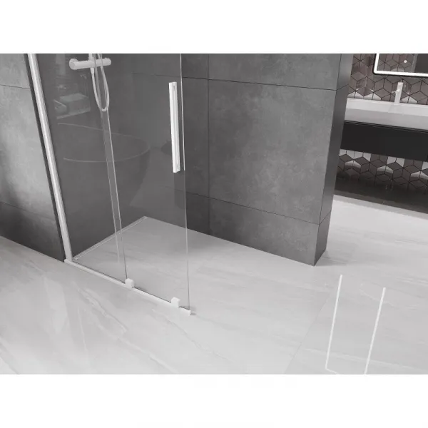 MEXEN/S - Velár posuvné sprchové dvere Walk-in 85, transparent, biela 871-085-000-03-20