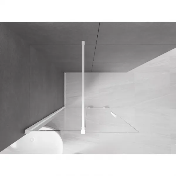 MEXEN/S - Velár posuvné sprchové dvere Walk-in 85, transparent, biela 871-085-000-03-20