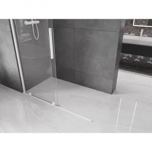 MEXEN/S - Velár posuvné sprchové dvere Walk-in 140, transparent, biela 871-140-000-03-20