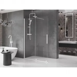 MEXEN/S - Velár posuvné sprchové dvere Walk-in 140, transparent, biela 871-140-000-03-20