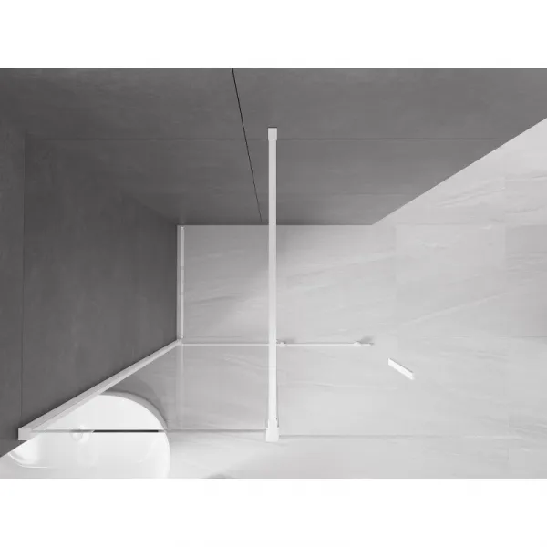 MEXEN/S - Velár posuvné sprchové dvere Walk-in 140, transparent, biela 871-140-000-03-20