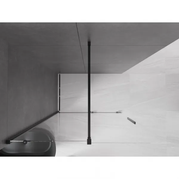 MEXEN/S - Velár posuvné sprchové dvere Walk-in 140, transparent, čierna 871-140-000-03-70