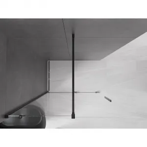 MEXEN/S - Velár posuvné sprchové dvere Walk-in 140, transparent, čierna 871-140-000-03-70